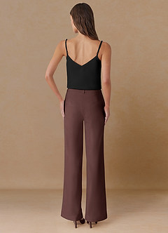 front Marina Espresso Refined Weave Straight-Leg Pants