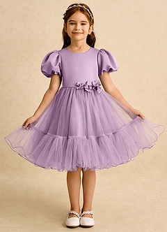 Azazie Cocoa Flower Girl Dresses Wisteria Ball-Gown Pleated Tulle Dress image5