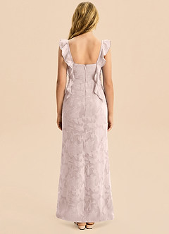 Azazie Jessamine Junior Blushing Pink Mermaid Sweetheart Neckline Floral Burnout Dress image2