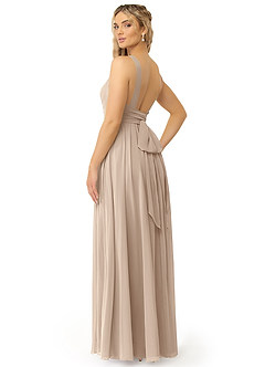 Azazie Kora Bridesmaid Dresses Taupe A-Line Pleated Chiffon Dress image3