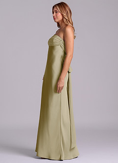 Azazie Ailanie Brudtärnklänningar Klä av Tubklänning i Stretch Satin Axelbandslös Mossgrön image6