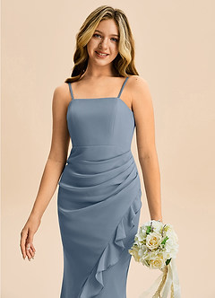 Azazie Buzzy Junior Robe Fourreau en Mousseline de soie Plissée Violet Crépusculaire image2