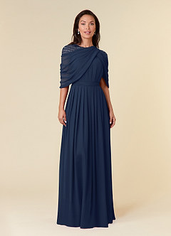 Azazie Olena Mother of the Bride Dresses Dark Navy A-Line Sequins Chiffon Dress image1