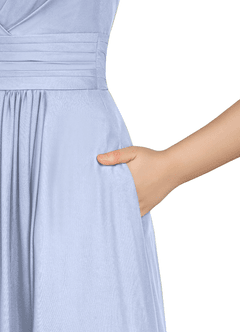 Azazie Karina Bridesmaid Dresses Ice A-Line Pleated Chiffon Dress image10