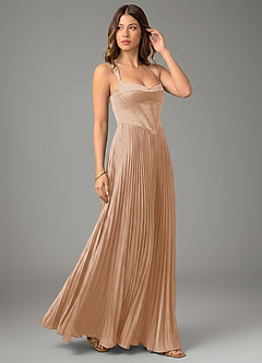 Azazie Avenelle Bridesmaid Dresses English Rose A-Line Corset Stretch Satin Dress image5