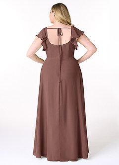 Azazie Bondi Bridesmaid Dresses Espresso A-Line Ruffled Chiffon Dress image8