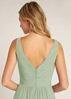 Azazie Pierrette Bridesmaid Dresses Dusty Sage A-Line Pleated Chiffon Dress image6