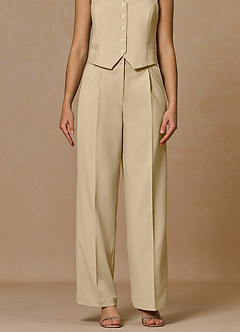 front Rowan Champagne Pantaloni Performance in tessuto raffinato