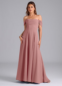 Azazie Almina At-home Try On Dresses Agave A-Line Off the Shoulder Chiffon Convertible Dress image3