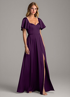 Azazie Chloe Robes de demoiselle d'honneur Robe Trapèze en Satin extensible Encolure en Forme de Cœur Grain De Raisin image5