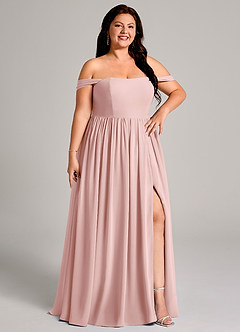 Azazie Calianna Bridesmaid Dresses Powder Pink A-Line Off the Shoulder Chiffon Convertible Dress image13