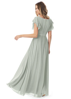 Azazie Daphne Modest Bridesmaid Dresses A-Line Ruffled Chiffon Floor-Length Dress image6