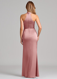 Azazie Karlotta Brudepigekjoler Skede Plisseret Stræk satin Gulv-længde Kjole image2