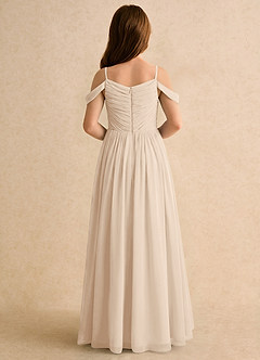 Azazie Chelo Junior Formal Abiti da Ragazza di Fiori Abito A-Line in Chiffon Plissettato Alabastro Bianco image2