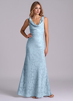 Azazie Rylina Final Sale Sky Blue Mermaid Floral Burnout Dress image4