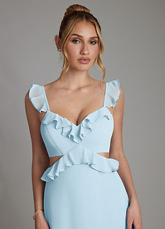 Azazie Malaya Bridesmaid Dresses Sky Blue A-Line Corset Chiffon Dress image3