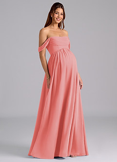Azazie Saige Maternity Bridesmaid Dresses A-Line Pleated Chiffon Floor-Length Dress image1