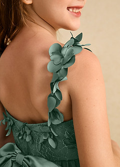 Azazie Tweety Flower Girl Dresses Eucalyptus A-Line Lace Tulle Dress image7