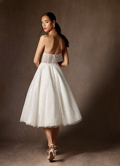 Azazie Nicolette Wedding Dresses Diamond White A-Line Strapless Beading Dress image7