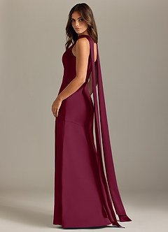Azazie Kinsley Bridesmaid Dresses Mulberry Mermaid Side Slit Stretch Satin Dress image6