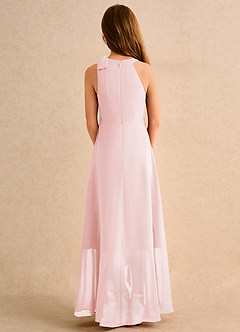 Azazie Boop Junior Formal Flower Girl Dresses Blushing Pink A-Line Bow Chiffon Dress image2