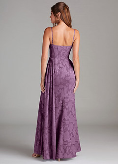 Azazie Denisa Bridesmaid Dresses Wisteria Sheath Pleated Floral Burnout Dress image2