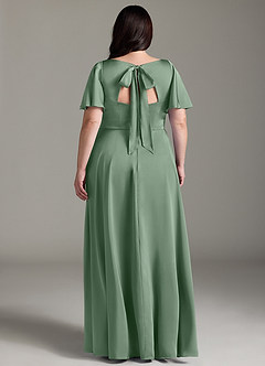Azazie Kimber Bridesmaid Dresses Matcha A-Line Ruched Stretch Satin Dress image8
