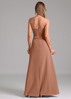 Azazie Jenilyn Abiti da Damigella Abito A-Line in Chiffon Senza Cinturino Bronzo image7