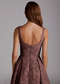 Azazie Amalie Bridesmaid Dresses Espresso A-Line Pleated Floral Burnout Dress image6