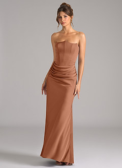 Azazie Debby Bridesmaid Dresses Bronzer Mermaid Strapless Stretch Satin Convertible Dress image4