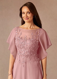 Azazie Faviola Final Sale Dusty Rose A-Line Boatneck sequins Chiffon Dress image5