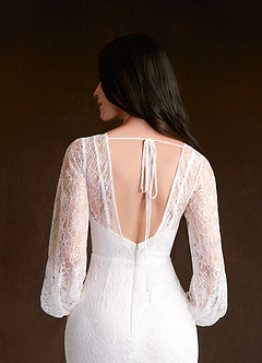 Azazie Willa Wedding Dresses Diamond White Mermaid Lace Dress image6
