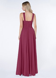 Azazie Kaleigh Brautjungfernkleider A-Linie Plissee Chiffon Kleid Maulbeerrot image2