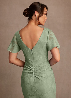 Azazie Jolene Mother of the Bride Dresses Dusty Sage Mermaid Pleated Floral Burnout Dress image6