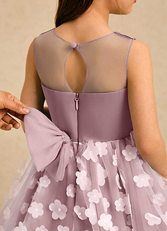 Azazie Billie Flower Girl Dresses Dusty Rose Ball-Gown Pleated Matte Satin Dress image5