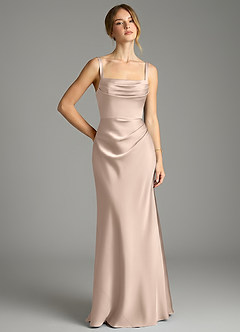 Azazie Alouette Bridesmaid Dresses English Rose Mermaid Pleated Stretch Satin Dress image1