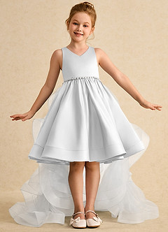 Azazie Julietta Flower Girl Dresses Diamond White Ball-Gown Convertible Tulle Dress image2