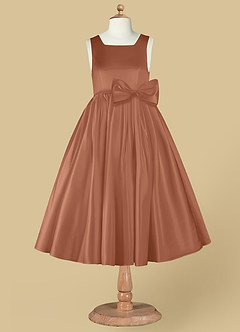 Azazie Bo Peep Final Sale Agave A-Line Bow Matte Satin Dress image7