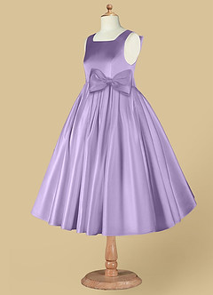 Azazie Bo Peep Flower Girl Dresses Lilac A-Line Bow Matte Satin Dress image9