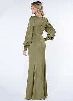 Azazie Raye Bridesmaid Dresses Pistachio Mermaid Long Sleeve Stretch Satin Dress image4