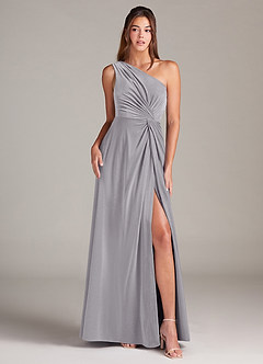 Azazie Brooke Bridesmaid Dresses French Lilac A-Line One Shoulder Velvet Dress image1