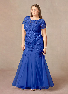Azazie Laurie Mother of the Bride Dresses Royal Blue Mermaid Scoop Sequins Tulle Dress image9