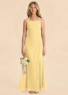Azazie Destiny Junior Butter Sheath Ruched Chiffon Dress image4