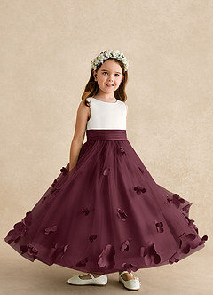 Azazie Vi Flower Girl Dresses Cabernet A-Line Sleeveless Tulle Dress image8