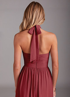 Azazie Avary Bridesmaid Dresses Pomegranate A-Line Pleated Chiffon Dress image7