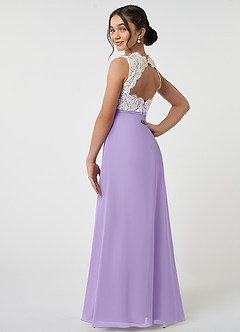 Azazie Rana Junior Lilac A-Line Lace Chiffon Dress image4