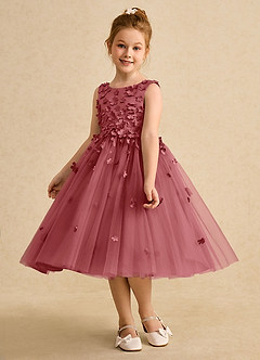 Azazie Lana Flower Girl Klänningar Klä A-Line i Matt satäng Ärmlös image3