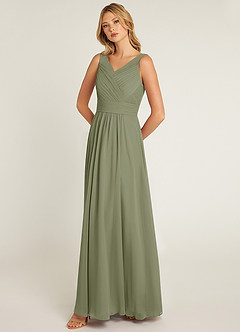 Azazie Pierrette Bridesmaid Dresses Pistachio A-Line Pleated Chiffon Dress image3