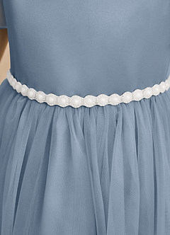 Azazie Kaylor Flower Girl Dresses Dusty Blue A-Line Pleated Tulle Dress image7