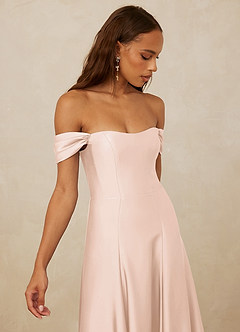 Christian Siriano Bridal for Azazie 1002 Bridesmaid Dresses Blushing Pink A-Line Off the Shoulder Stretch Satin Convertible Dress image4